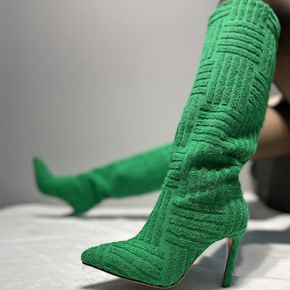 Plus Size Sexy Pointed Toe Thermal Towel Boots Limorista
