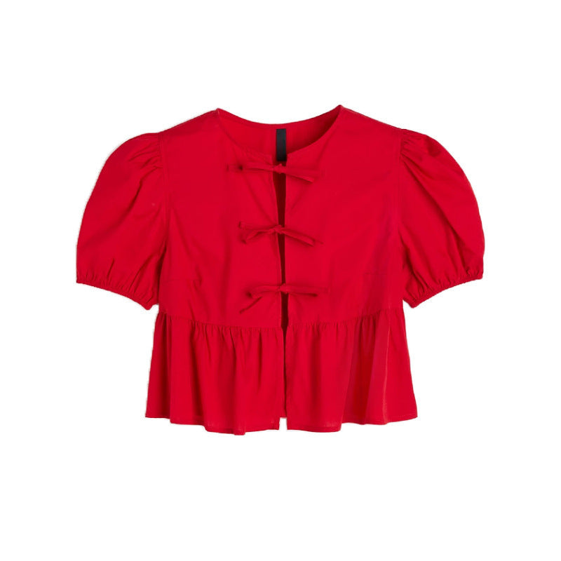 Bow Tie Puff Sleeve Top Limorista