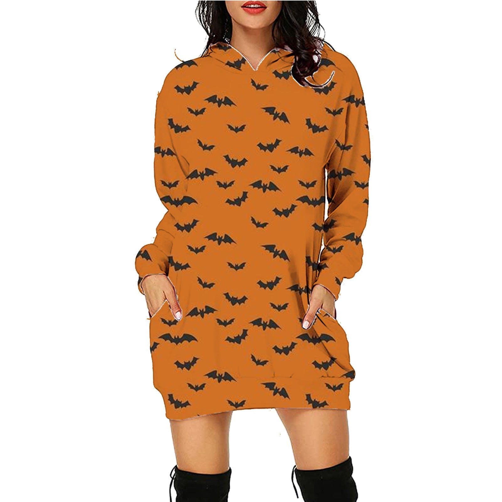 Halloween Print Long Hoodie With Pockets Sweater Long Sleeve Clothes Women Limorista