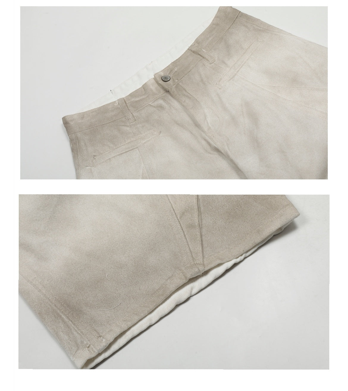 Retro Distressed Dirty White Wide Leg Pants Casual Trousers Limorista