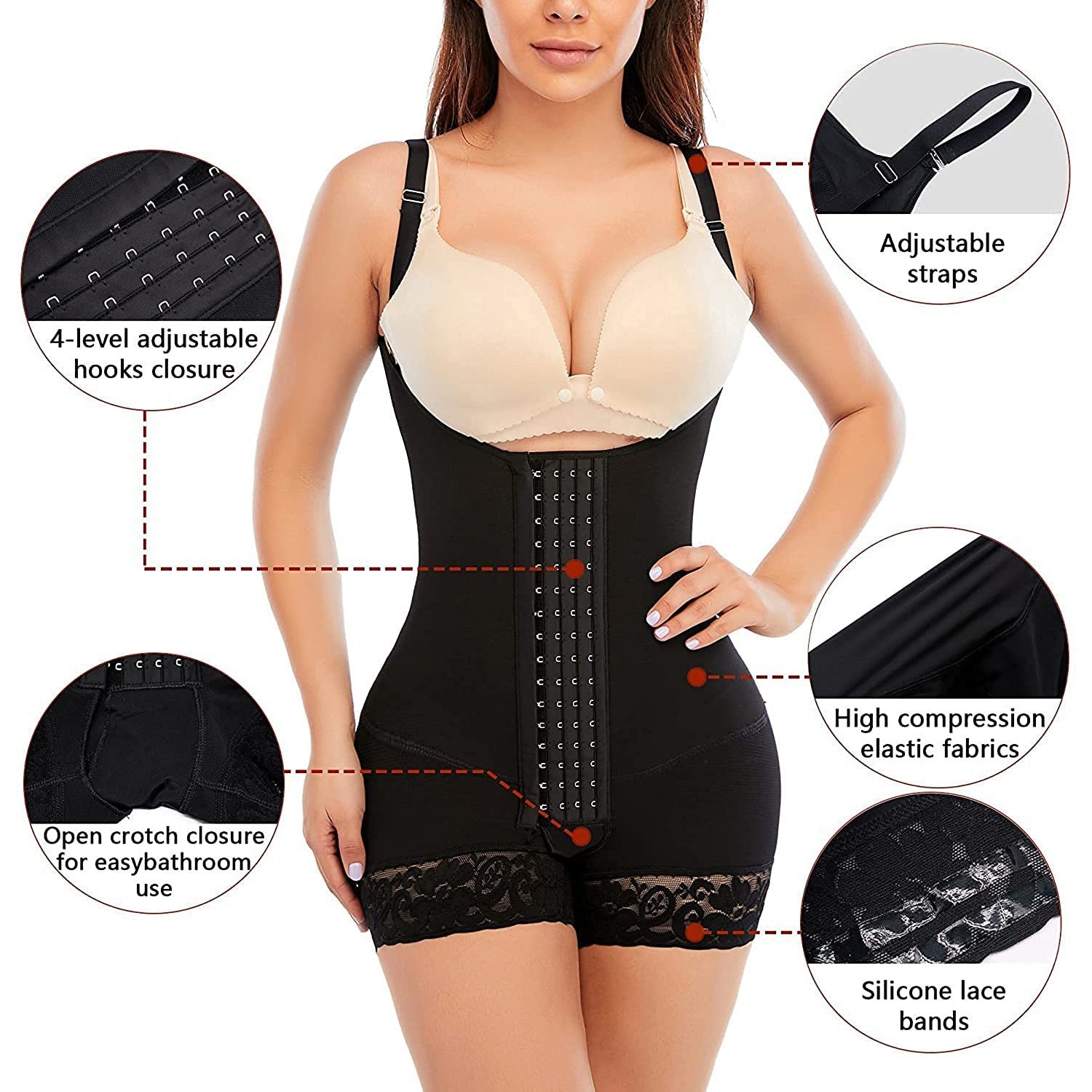 7206 Four-breasted Mesh Tummy Control Body Suit Limorista