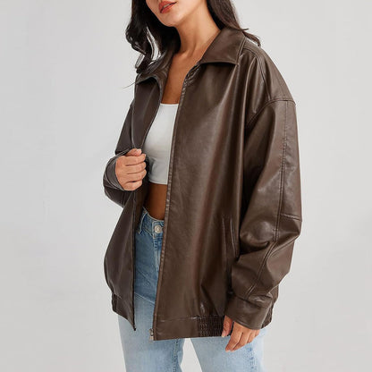Leather Coat Women&