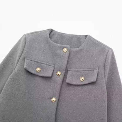 Fashion Casual All-match Flip Trim Short Coat Limorista
