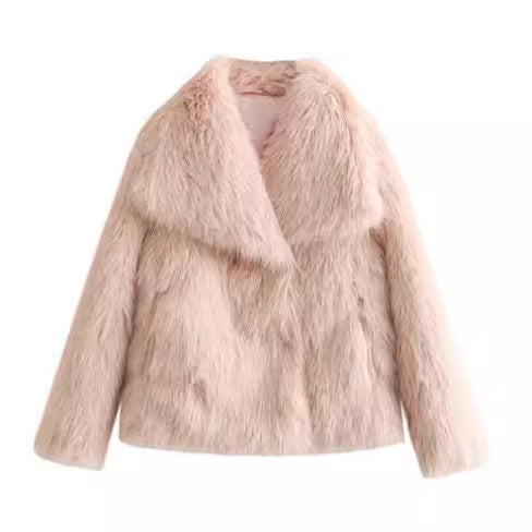 Winter Plush Coat Fashion Thicken Lapel Outwear Casual Long Sleeve Tops Womens Clothing Limorista