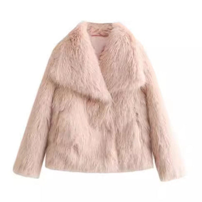 Winter Plush Coat Fashion Thicken Lapel Outwear Casual Long Sleeve Tops Womens Clothing Limorista