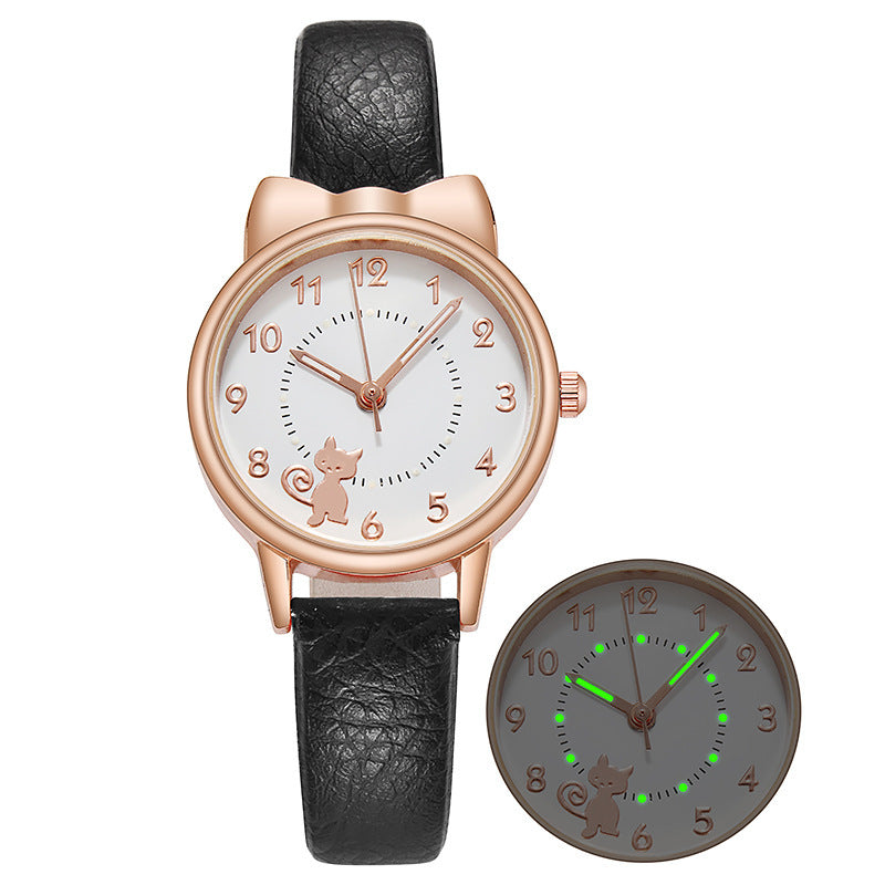 Personality Cute Kawai Cat Net Red Luminous Student Watch Female Quartz Watch Limorista
