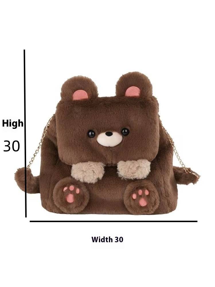 Large Capacity Cute Personality Plush Bear Backpack For Women Limorista