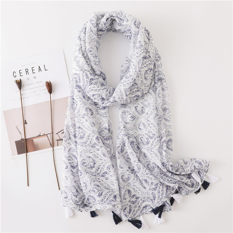 Japanese Style Artistic Fresh Cotton And Linen Scarf Retro Patchwork Bohemian Cashew Print Limorista