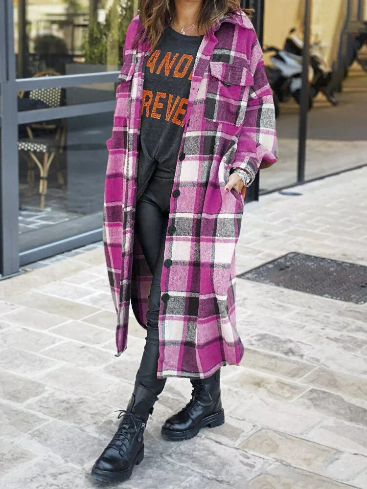 Extended Trench Coat Lapel Side Slit Women&