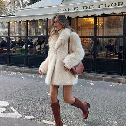 Loose Fashion Mid-length Fur Overcoat Coat Limorista