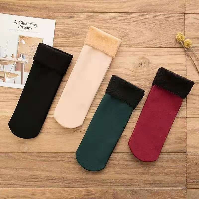 Fleece Lined Padded Warm Keeping Snow Socks Women Mid-high Tube Long Limorista