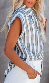Short Sleeve Striped Women&