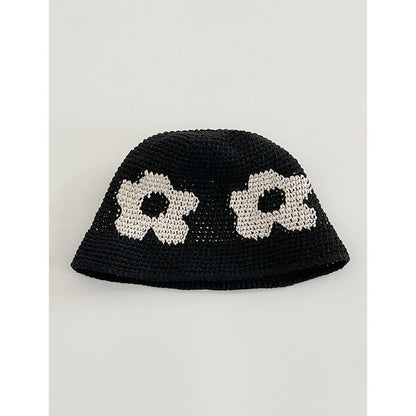 Japanese-style Retro Hollow Flower Handmade Knitted Bucket Hat Women Limorista