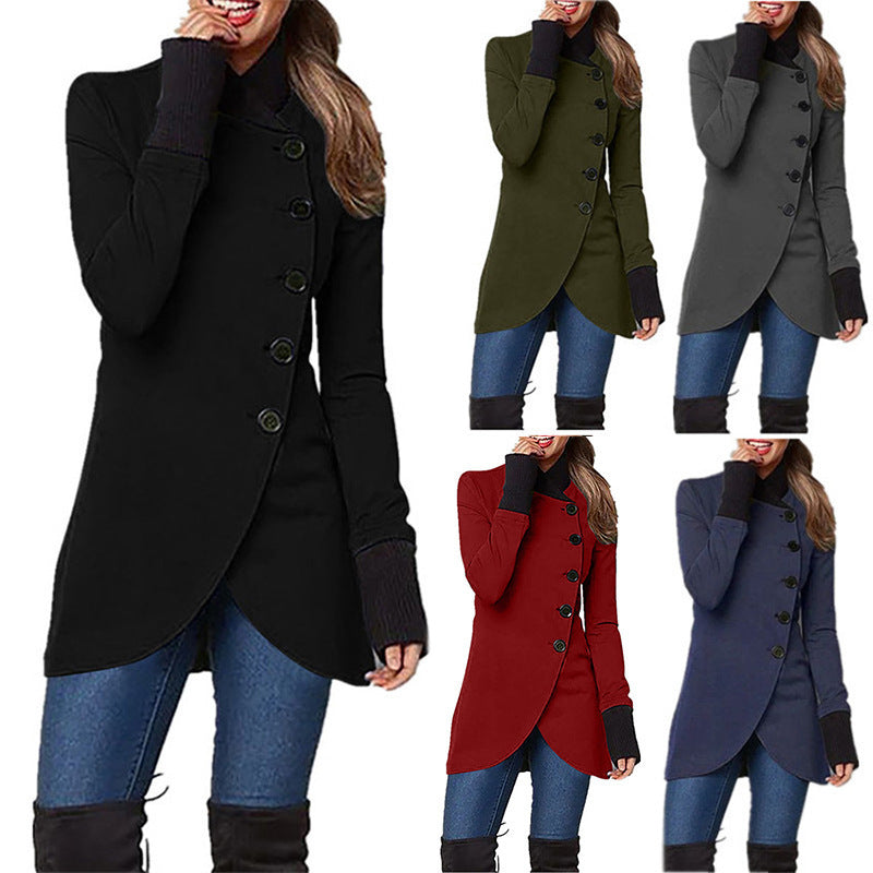 Single-breasted Panelled Hem Slit Long-sleeved Jacket Limorista