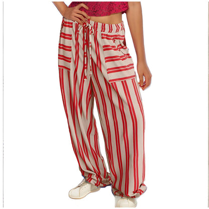 Drawstring High Waist Casual Belt Pocket Women Limorista