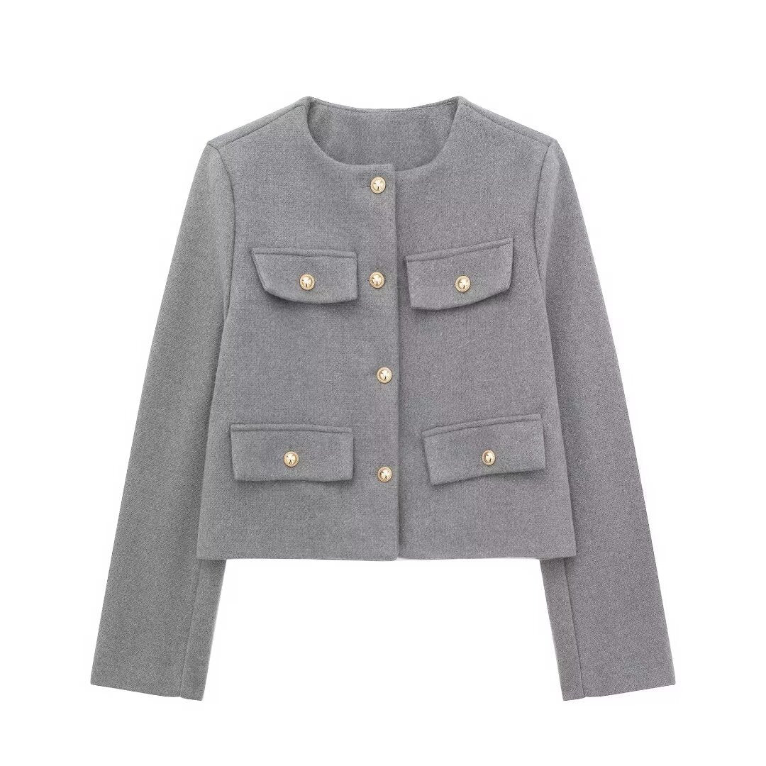 Fashion Casual All-match Flip Trim Short Coat Limorista
