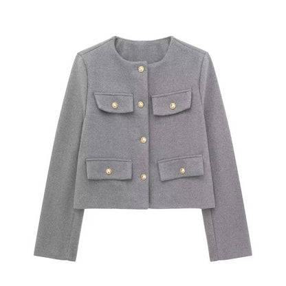Fashion Casual All-match Flip Trim Short Coat Limorista
