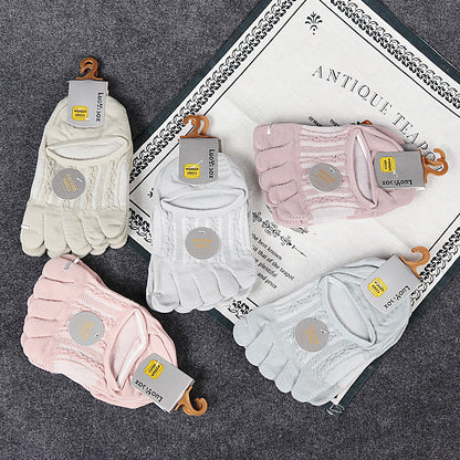 Ladies Pure Cotton Deodorant Socks Sweat Absorbing Invisible Five Finger Socks Limorista