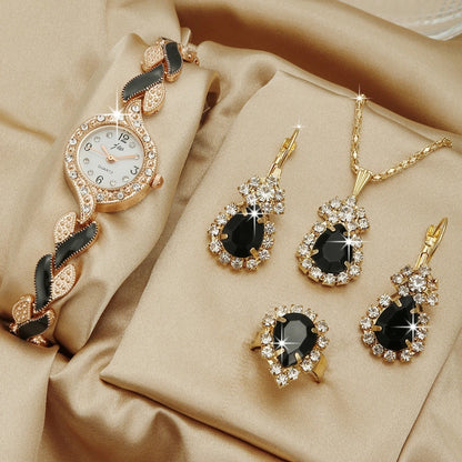 Fashion Watch Gift Suit Quartz Watch Necklace Bracelet Ring Stud Earrings Limorista
