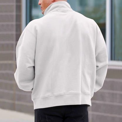 Solid Color Zipper Sweatshirt Men&