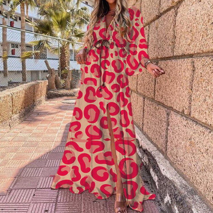 Sexy V-neck Split Irregular Beach Long Skirt Dress Limorista