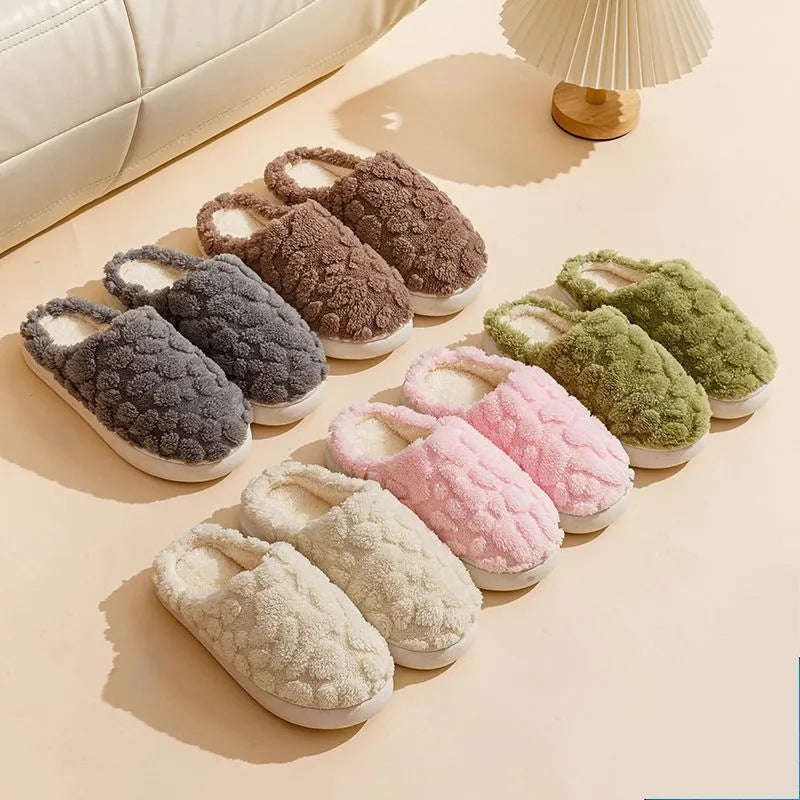Home Fuzzy Slipper Unisex Cartoon Winter Plush Slipper Anti-Skid Soft Soled Cotton Shoes Comfy Outdoor Couple Slippers Limorista