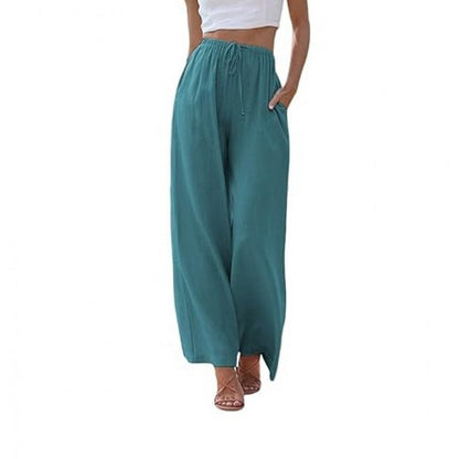 Loose Casual Pocket Drawstring Wide-leg Pants For Women Limorista