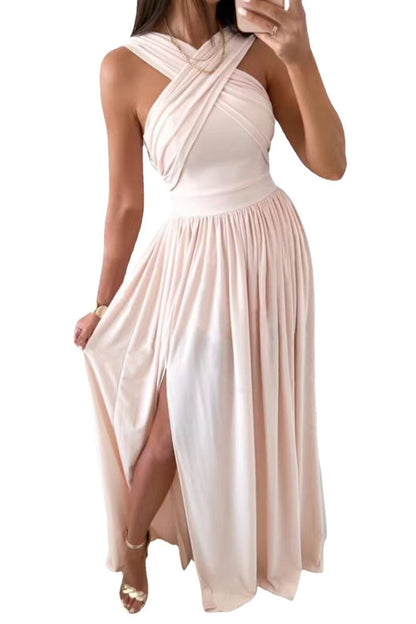 Summer Sleeveless Neck Hanging Back Dress Limorista