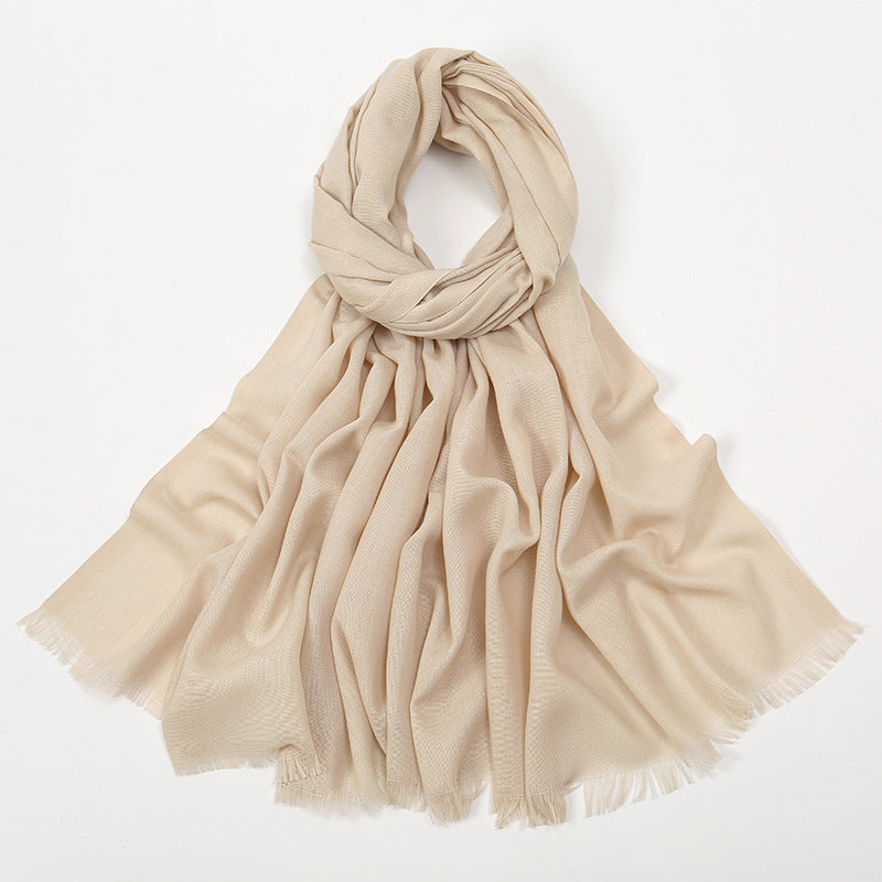 Flat Slub Cotton Solid Color Scarf Breathable Monochrome Limorista