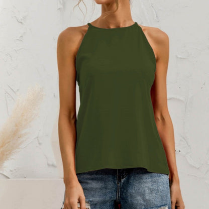 Spring And Summer Sleeveless Halter Pure Color All-matching Vest Limorista