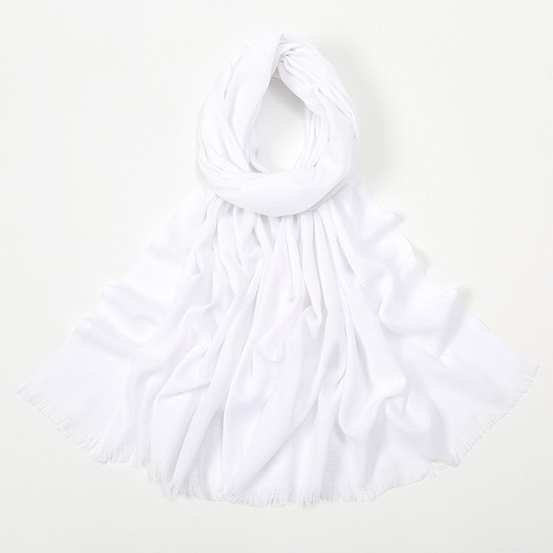 Flat Slub Cotton Solid Color Scarf Breathable Monochrome Limorista