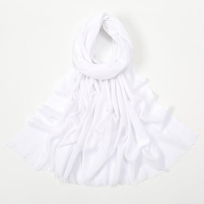 Flat Slub Cotton Solid Color Scarf Breathable Monochrome Limorista