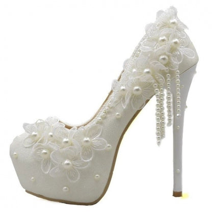 Male Lace High-heeled Shoes Korean Style, Flower Rhinestone Tassel Bride Limorista