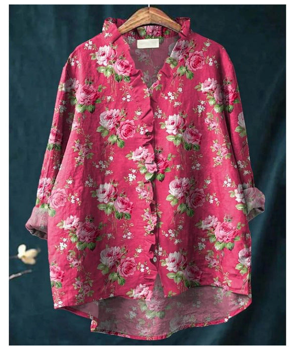 Loose Print Crew Neck Casual Plus Size Women&