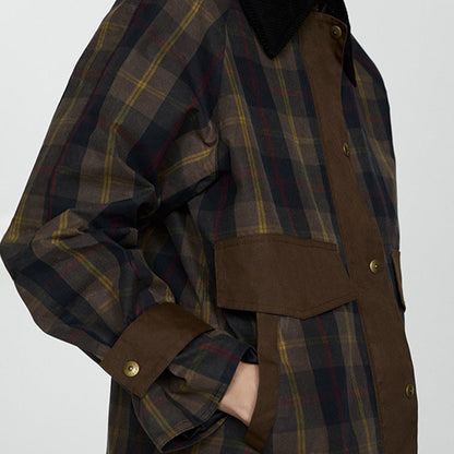 Autumn And Winter Plaid Fur Collar Cotton-padded Coat Limorista