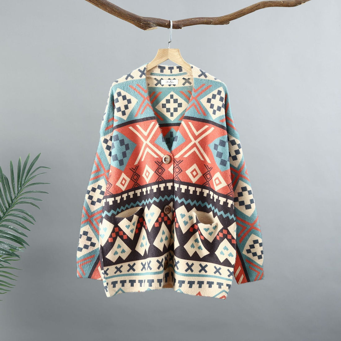 Loose V-neck Cardigan Outer Wear Women&
