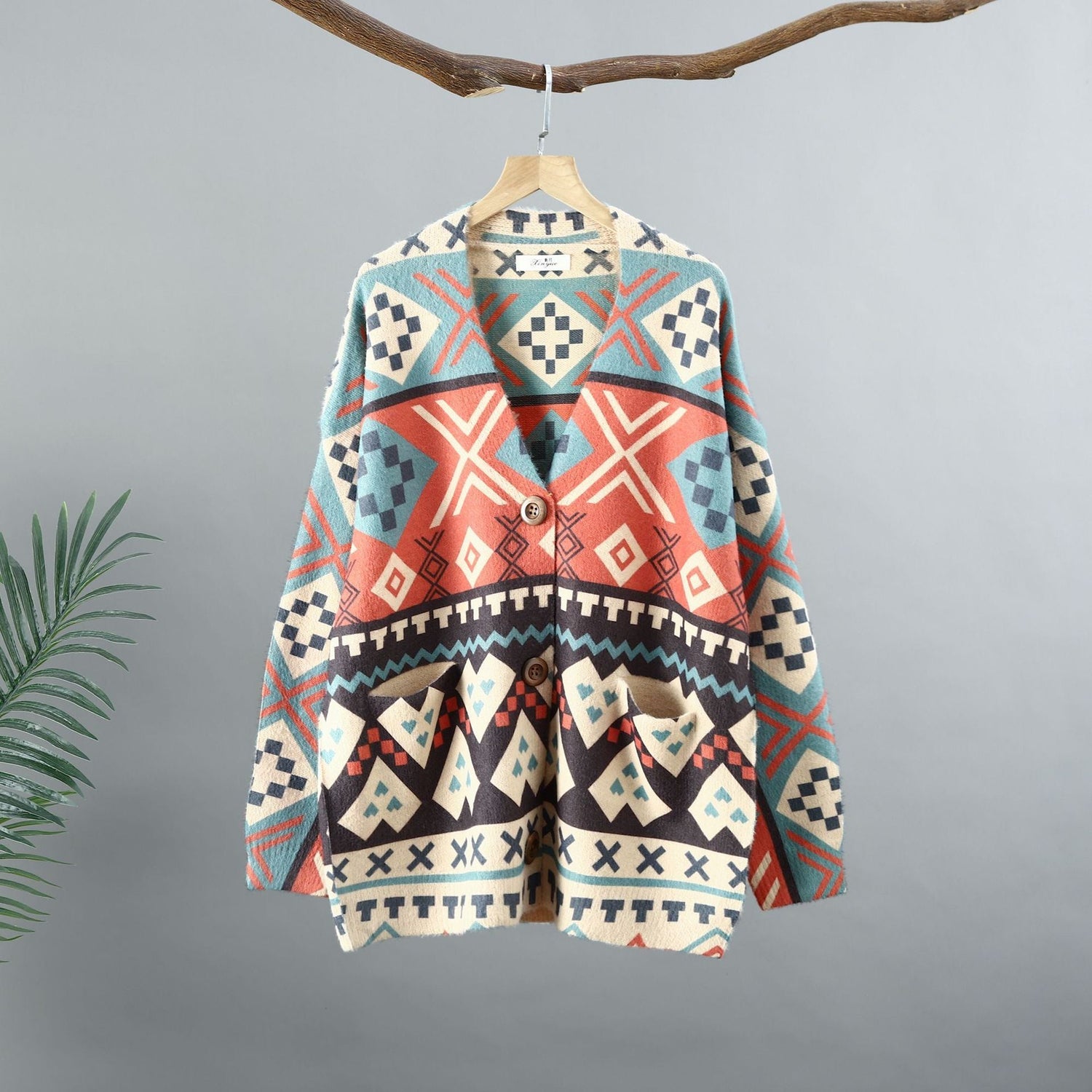 Loose V-neck Cardigan Outer Wear Women&