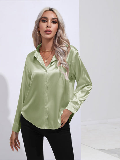 European And American Satin Shirt Women&