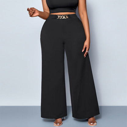 Summer Plus Size Metal Buckle Trousers For Women Limorista