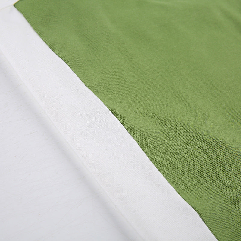 Basic Model Clashing Color Patchwork One-piece Neck Small Camisole Top Limorista