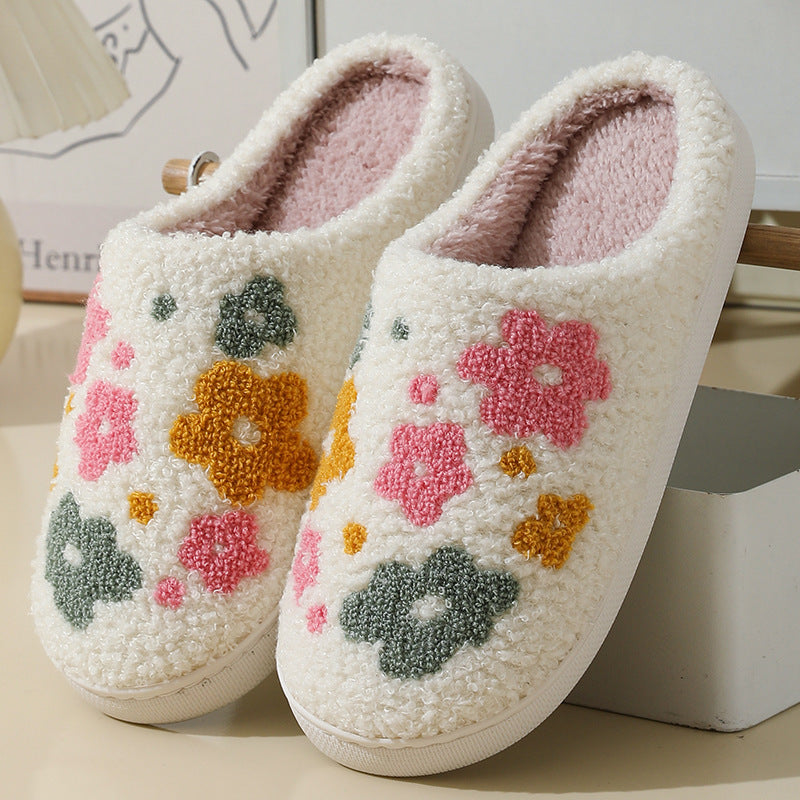 Warm Indoor Comfortable Colorful Flowers Cotton Slippers Limorista