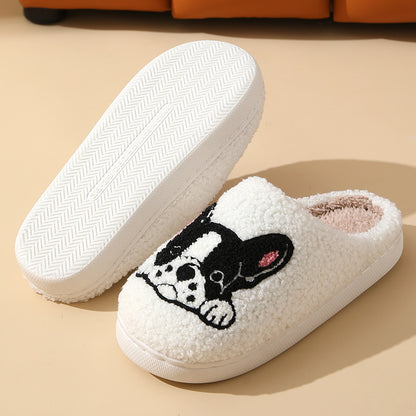 Bulldog Slippers Home Indoor And Outdoor Cartoon Non-slip Fleece-lined Thickened Cotton Slippers Limorista