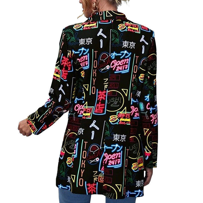 Printed Casual Printed Small Suit Jacket Women&