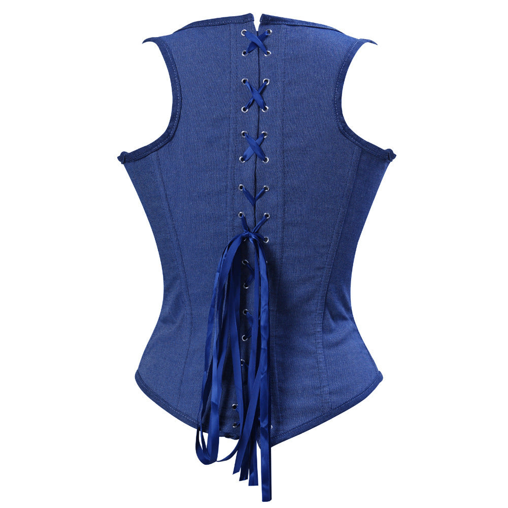 Fashion Simple Denim Waistcoat Body Shaping Top Limorista