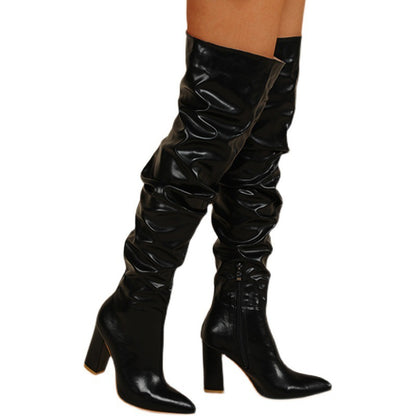 Chunky Heel High Zipper High Leg Boot Limorista