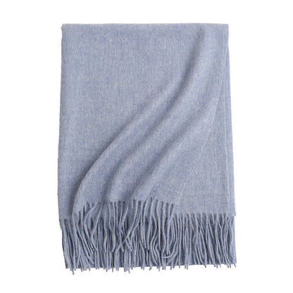 New Solid Color Wool Long Beard Warm Tassel Scarf Thick Limorista