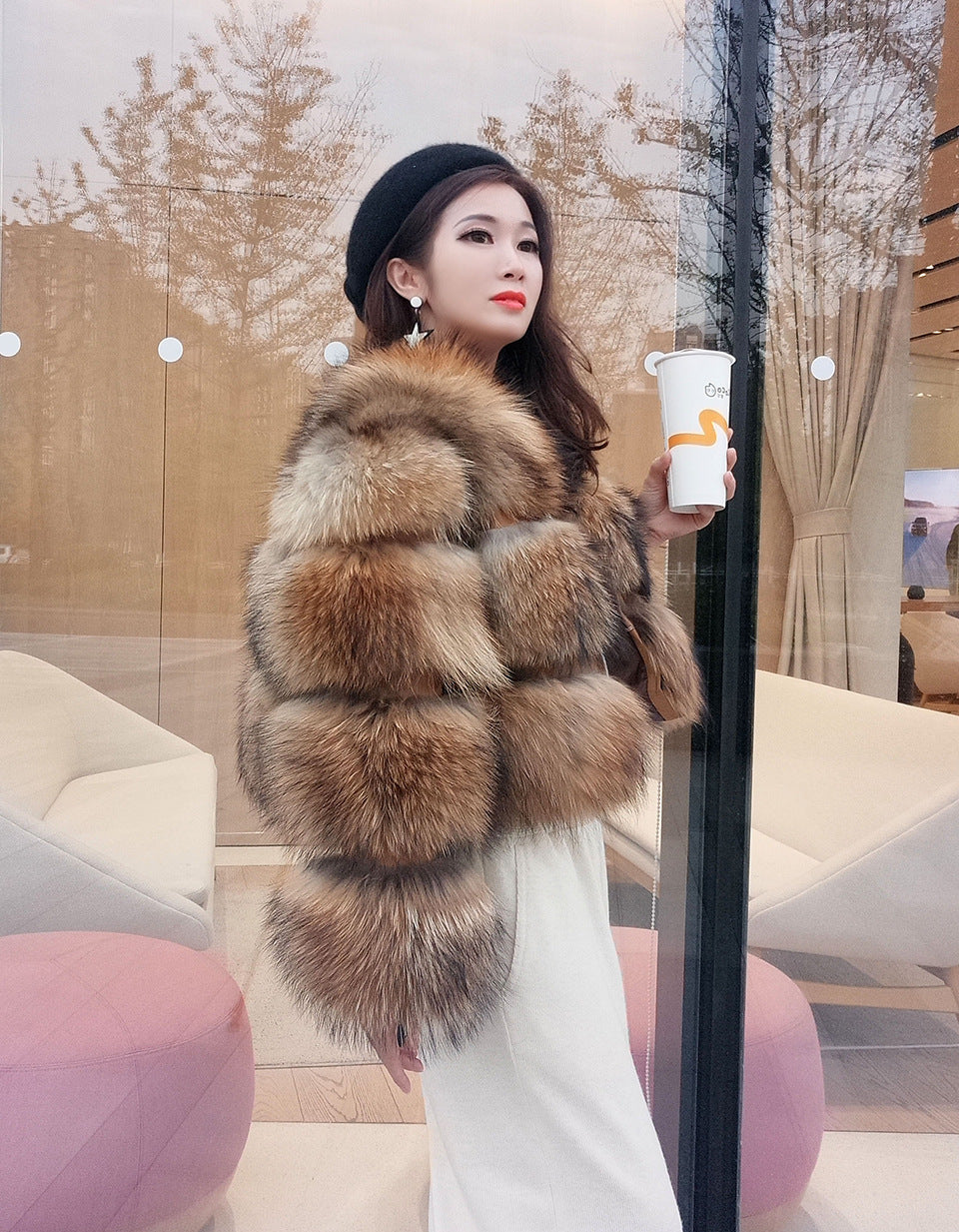 New Fur Coat Thickened Fox Fur Stitching Coat Limorista