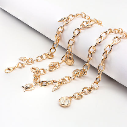 New Metal Waist Chain Summer Beach Body Chain Shell Starfish Charm Gold Decorative Dress Punk Belt Limorista