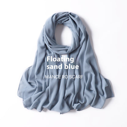 Pure Color Pearl Chiffon Scarf Headcloth Veil Chiffon Scarf Limorista