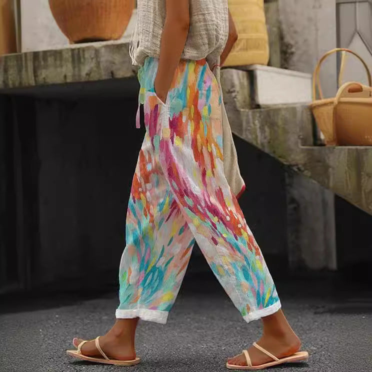 New Casual 3D Digital Printing Drawstring Trousers Limorista